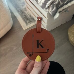 K Engraved Leather Golf Bag Tag